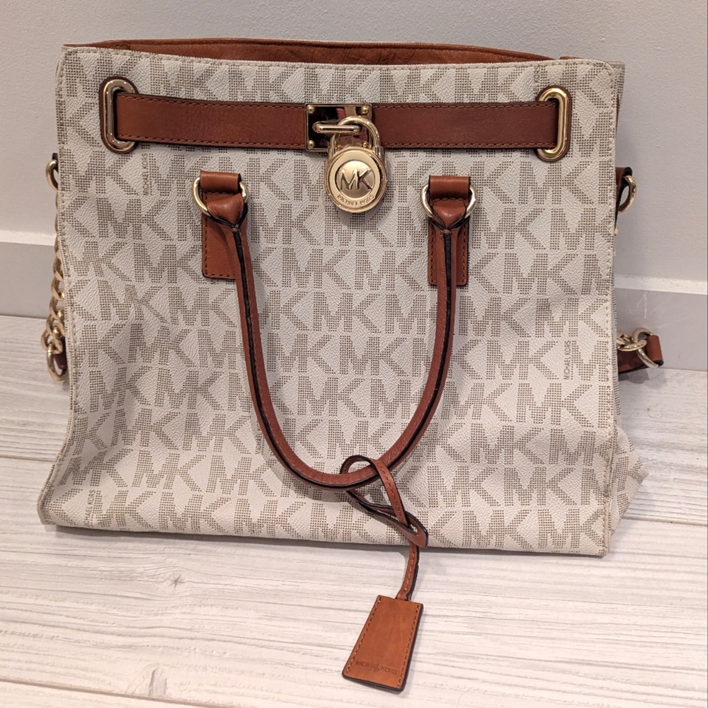 Michael Kors Hamilton Beige and Brown Tote Bag